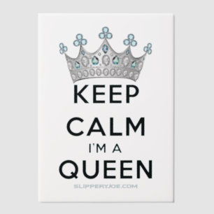 SlipperyJoe's keep calm queen polished silver crow Vellum Invitations