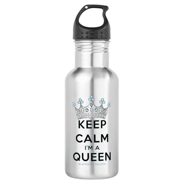 SlipperyJoe's Keep Calm Queen royal crown jewels a 532 Ml Water Bottle (Front)