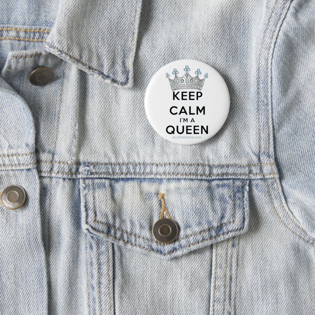 SlipperyJoe's Keep Calm Queen royal crown jewels a 6 Cm Round Badge (In Situ)