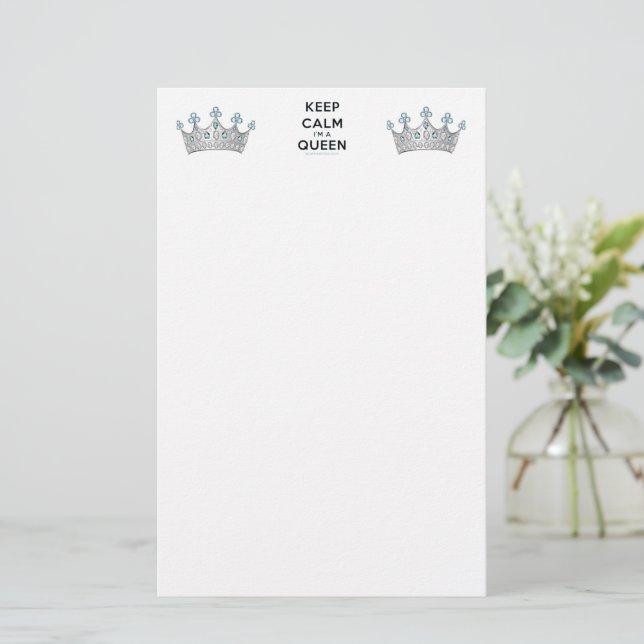 SlipperyJoe's Keep Calm Queen royal crown jewels a Stationery (Standing Front)
