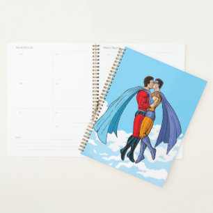 SlipperyJoe's kissing superheroes flying gay coupl Planner
