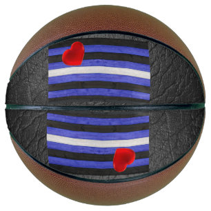 SlipperyJoe's leather pride flag black royal blue  Basketball