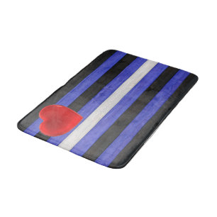 SlipperyJoe's leather pride flag black royal blue Bath Mat