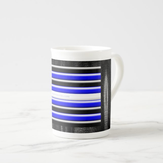 SlipperyJoe's leather pride flag black royal blue  Bone China Mug (Front Right)