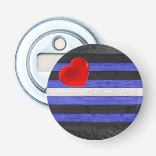 SlipperyJoe's leather pride flag black royal blue  Bottle Opener