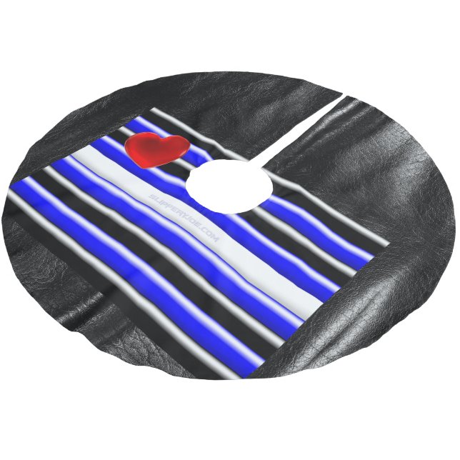 SlipperyJoe's leather pride flag black royal blue  Brushed Polyester Tree Skirt (Angled)