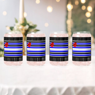 SlipperyJoe's leather pride flag black royal blue  Can Glass