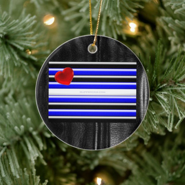SlipperyJoe's leather pride flag black royal blue  Ceramic Tree Decoration (Tree)