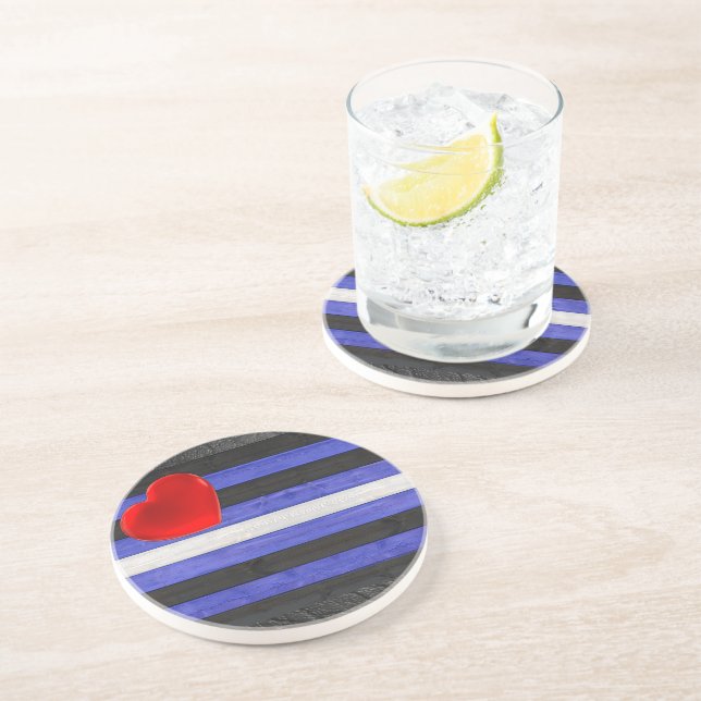 SlipperyJoe's leather pride flag black royal blue  Coaster (Side)