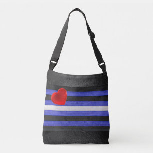 SlipperyJoe's leather pride flag black royal blue Crossbody Bag