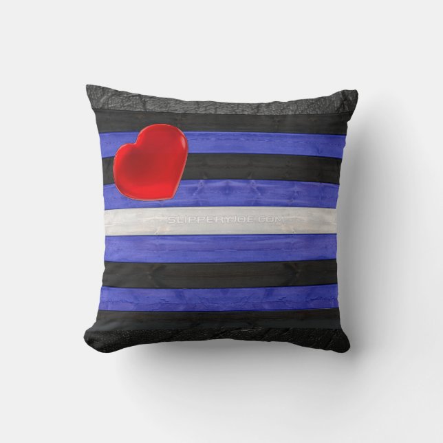 SlipperyJoe's leather pride flag black royal blue  Cushion (Front)
