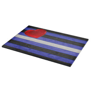 SlipperyJoe's leather pride flag black royal blue  Cutting Board
