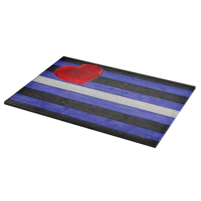 SlipperyJoe's leather pride flag black royal blue  Cutting Board (Corner)
