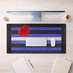 SlipperyJoe's leather pride flag black royal blue  Desk Mat