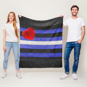 SlipperyJoe's leather pride flag black royal blue  Fleece Blanket