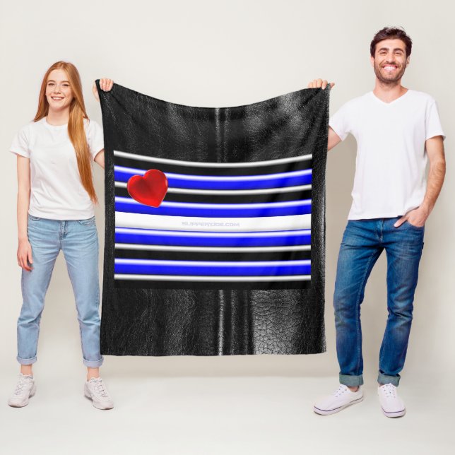 SlipperyJoe's leather pride flag black royal blue  Fleece Blanket (In Situ)