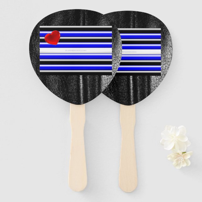 SlipperyJoe's leather pride flag black royal blue  Hand Fan (Front and Back)