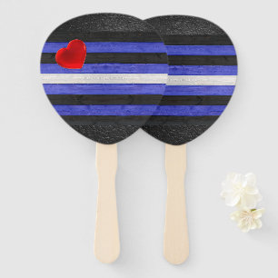 SlipperyJoe's leather pride flag black royal blue  Hand Fan