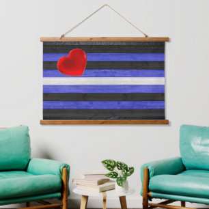 SlipperyJoe's leather pride flag black royal blue  Hanging Tapestry