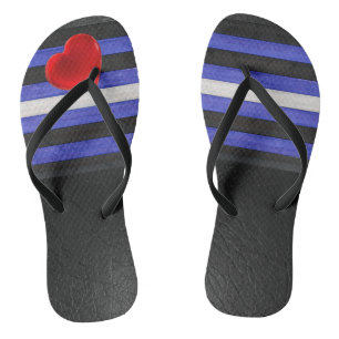 SlipperyJoe's leather pride flag black royal blue  Jandals