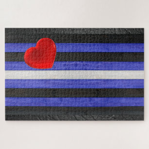SlipperyJoe's leather pride flag black royal blue  Jigsaw Puzzle