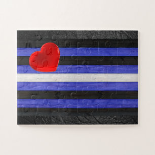 SlipperyJoe's leather pride flag black royal blue Jigsaw Puzzle