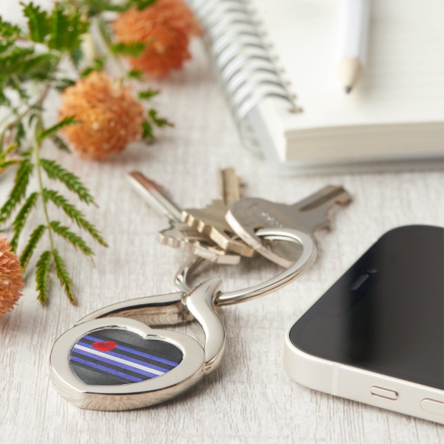 SlipperyJoe's leather pride flag black royal blue  Key Ring (Side)