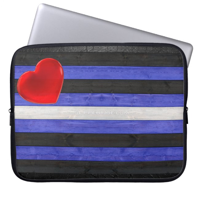 SlipperyJoe's leather pride flag black royal blue  Laptop Sleeve (Front)