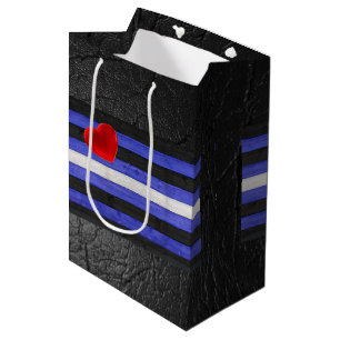 SlipperyJoe's leather pride flag black royal blue Medium Gift Bag