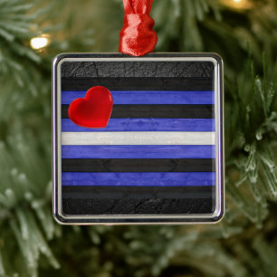 SlipperyJoe's leather pride flag black royal blue Metal Tree Decoration