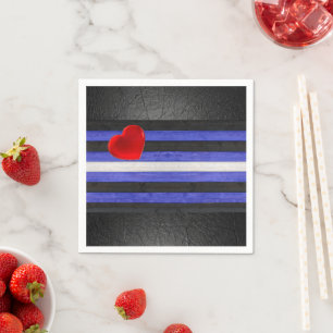 SlipperyJoe's leather pride flag black royal blue  Napkin