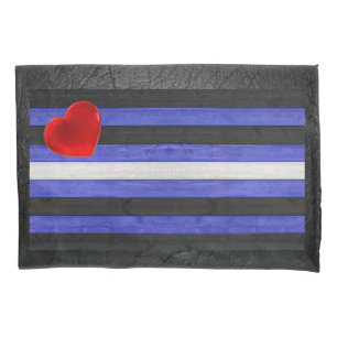 SlipperyJoe's leather pride flag black royal blue  Pillowcase