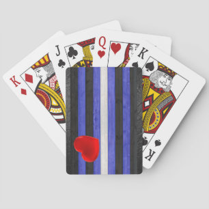 SlipperyJoe's leather pride flag black royal blue  Playing Cards