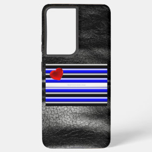 SlipperyJoe's leather pride flag black royal blue  Samsung Galaxy Case