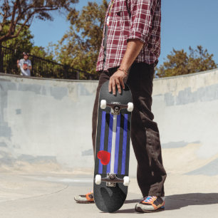 SlipperyJoe's leather pride flag black royal blue Skateboard