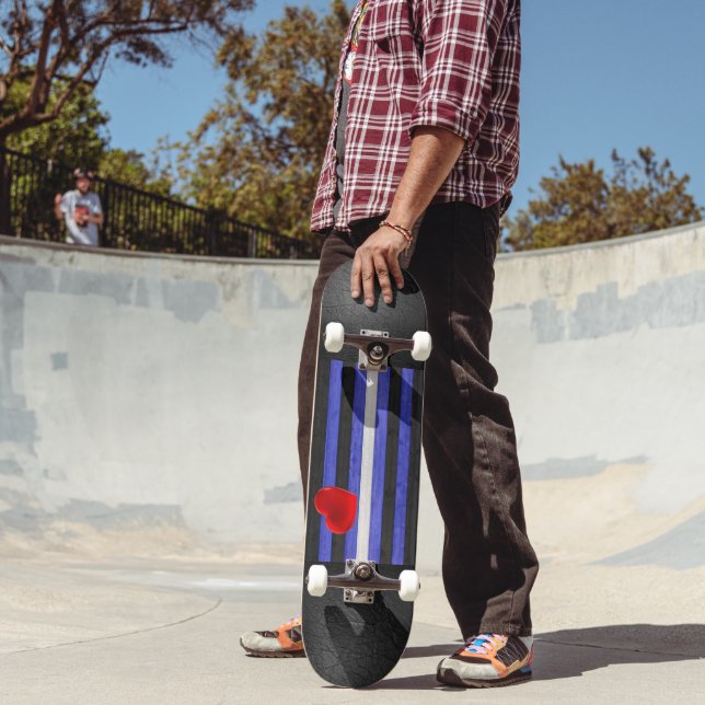 SlipperyJoe's leather pride flag black royal blue  Skateboard (Outdoor 2)