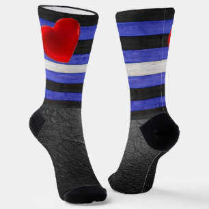 SlipperyJoe's leather pride flag black royal blue  Socks