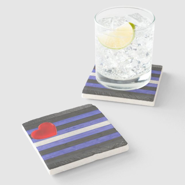 SlipperyJoe's leather pride flag black royal blue  Stone Coaster (Side)