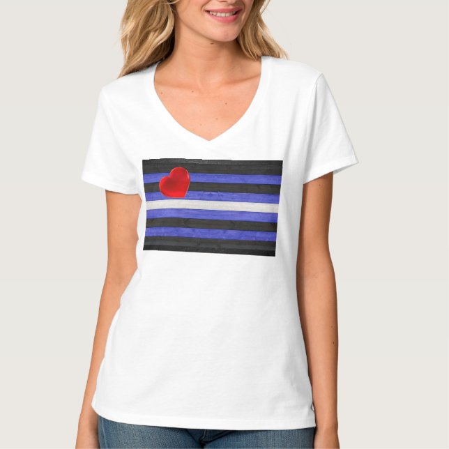 SlipperyJoe's leather pride flag black royal blue  T-Shirt (Front)