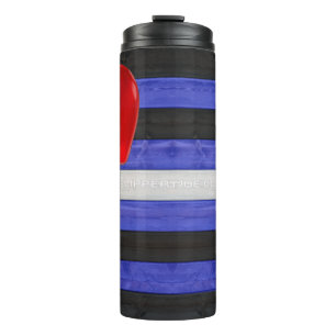 SlipperyJoe's leather pride flag black royal blue  Thermal Tumbler