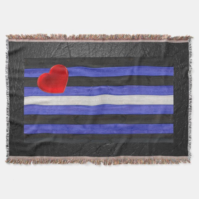 SlipperyJoe's leather pride flag black royal blue  Throw Blanket (Front)