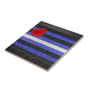 SlipperyJoe's leather pride flag black royal blue Tile