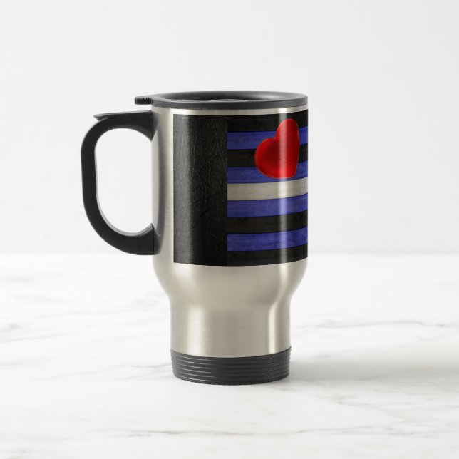 SlipperyJoe's leather pride flag black royal blue  Travel Mug (Left)