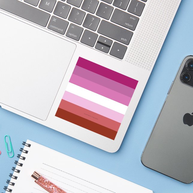 SlipperyJoe's lesbian pride flag feminine communit (Laptop w/ iPhone)