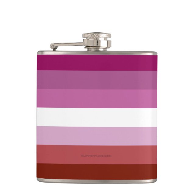 SlipperyJoe's lesbian pride flag feminine communit Hip Flask (Front)