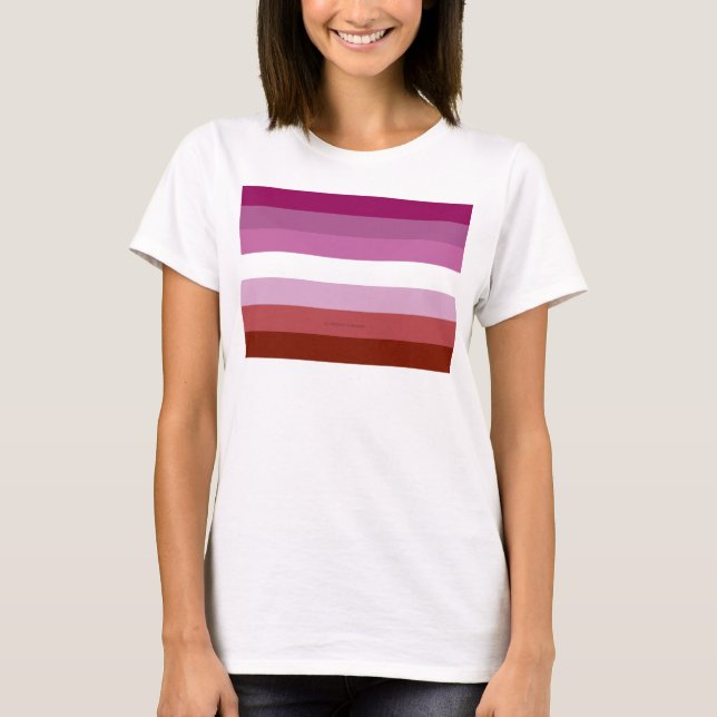 SlipperyJoe's lesbian pride flag feminine communit T-Shirt (Front)