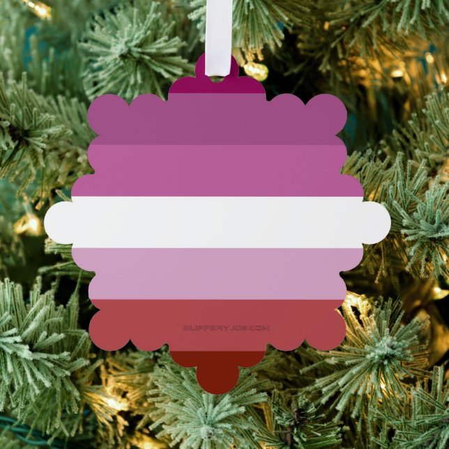 SlipperyJoe's lesbian pride flag feminine communit Tree Decoration Card (Insitu (Tree))