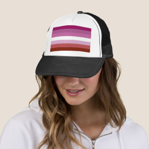 SlipperyJoe's lesbian pride flag feminine communit Trucker Hat