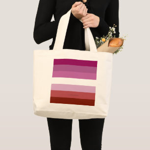 SlipperyJoe's Lesbian Pride flag feminine Lipstick Large Tote Bag