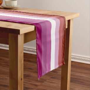 SlipperyJoe's Lesbian Pride flag feminine Lipstick Short Table Runner